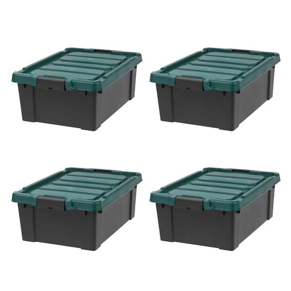 11.75 Gal. Remington Store-It-All Tote Storage Bin, Heavy Duty Containers, Black (4 Pack)