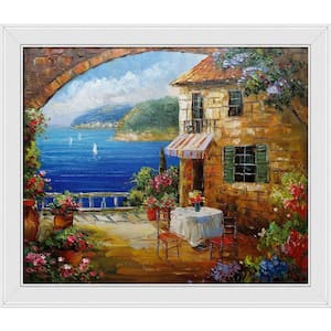 Cafe At Oceanside by Unknown Artists Gallery White Framed Country Oil Painting Art Print 24 in. x 28 in.
