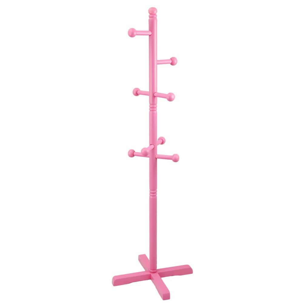 Pink Gloss Finish Child-Friendly Wooden Coat Rack