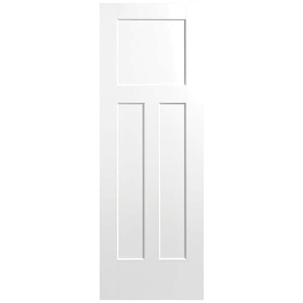 Masonite 28 in. x 80 in. 3-Panel Winslow Single Bore Solid Core Ultra Pure White Molded Composite Interior Door Slab
