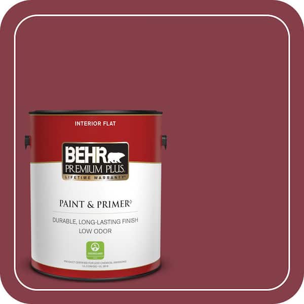 BEHR PREMIUM PLUS 1 gal. #S-H-120 Antique Ruby Flat Low Odor Interior Paint & Primer