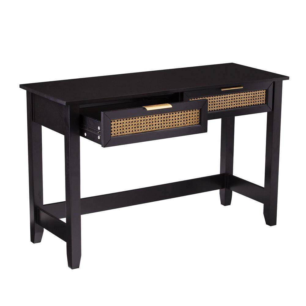 Chekshire 53" Black and Natural Wood Storage Console
