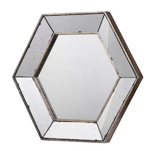 20.5 in. W x 17.7 in. H Hexagon Wall Mounted Vintage Style Glass Frame Accent Mirror