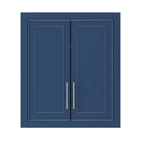22 in. W x 8 in. D x 26 in. H Wood Pantry Organizer with Adjustable Shelves in Blue