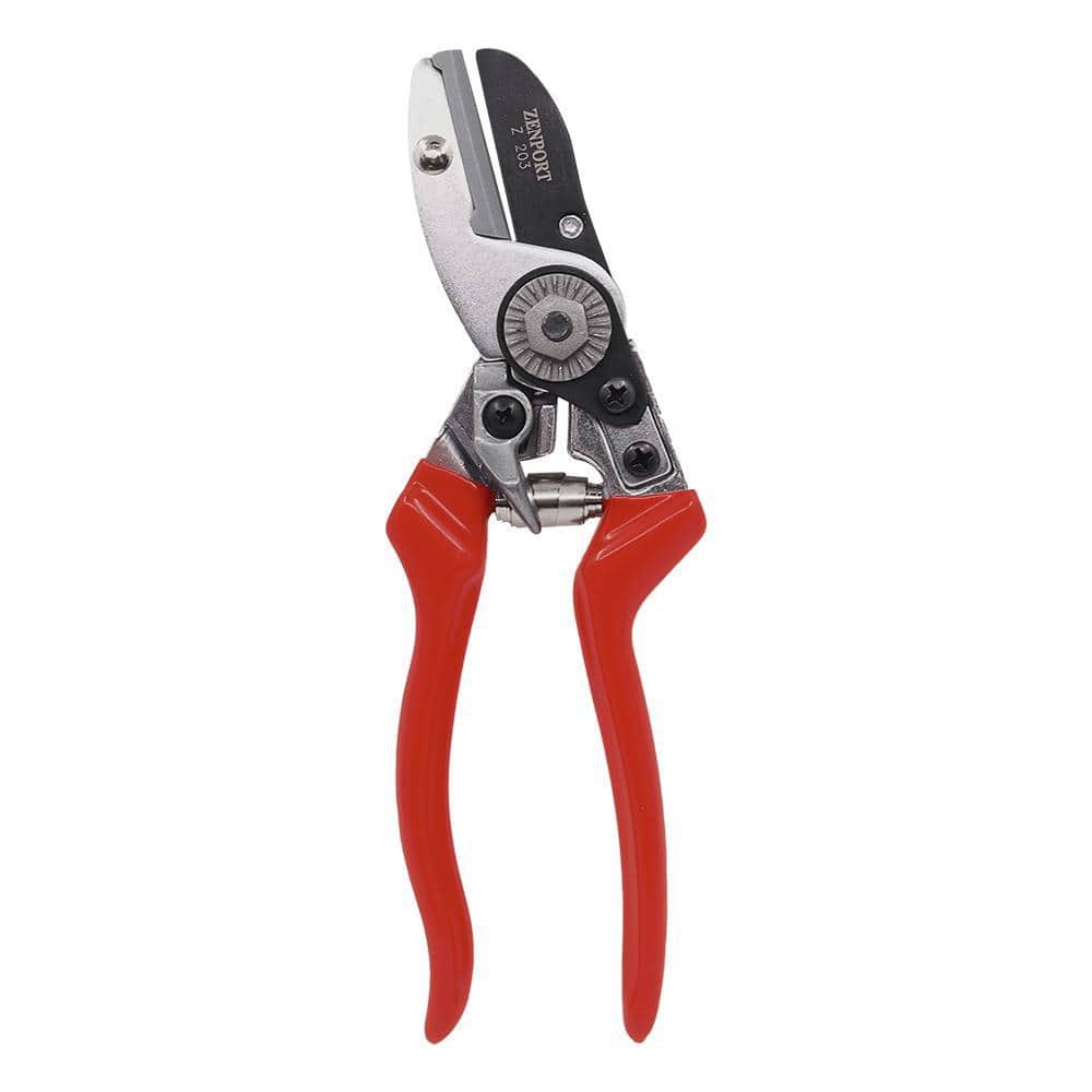 ZENPORT 8.5 in. Steel Anvil Action Heavy-Duty Pruner with Red
