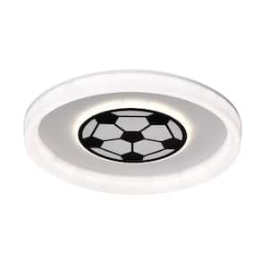 19 in. 95-Watt Modern Soccer Pattern Integrated LED Flush Mount with White Acrylic Shade