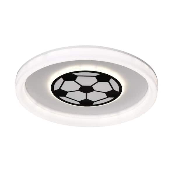 GREENVILLE SIGNATURE 19 in. 95-Watt Modern Soccer Pattern Integrated LED Flush Mount with White Acrylic Shade