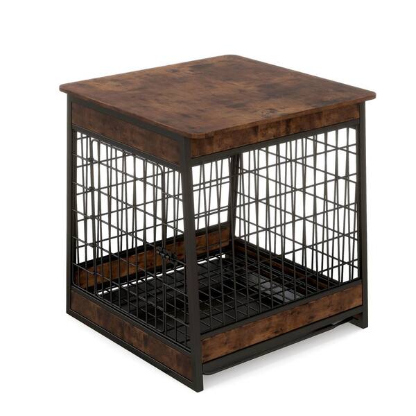 Aleko Dog Kennel Crate Furniture with Drawer and Storage Hooks for Medium Pet 50 lb.