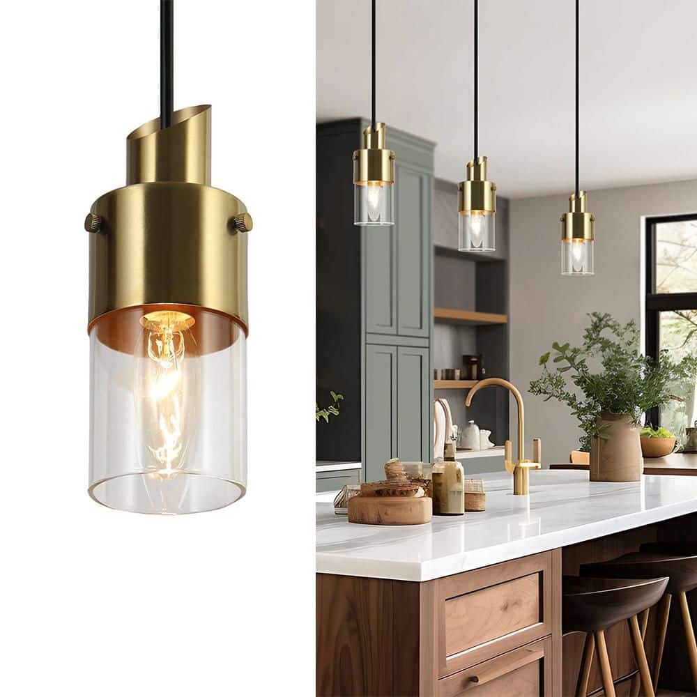 Zevni Coluse Modern 4.7 in. 1-Light Mini Brass Pendant Light