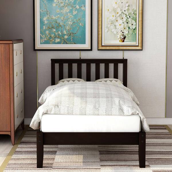 Reviews for ANBAZAR Twin Size Espresso Platform Bed Frame