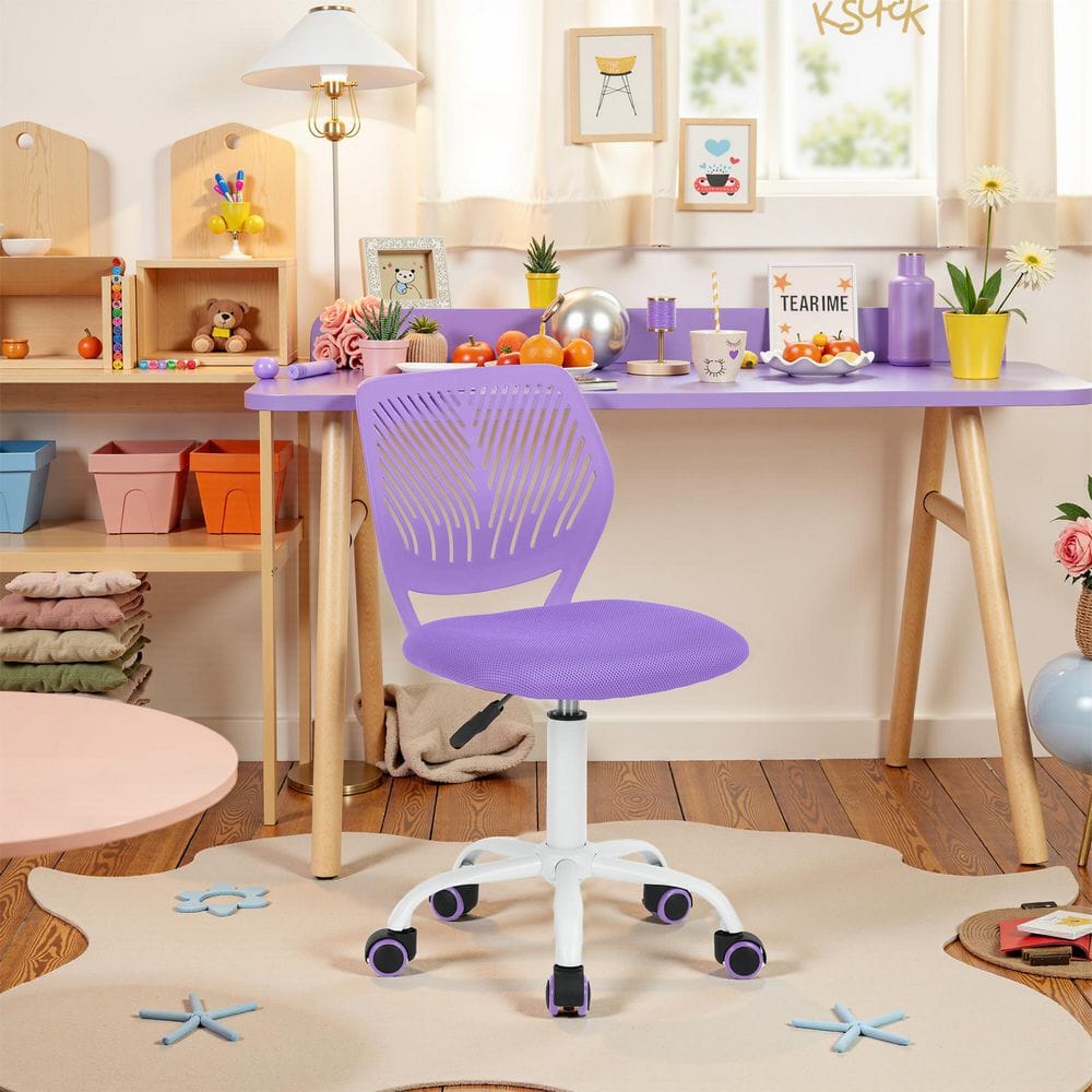 CARNAT Amethyst Purple Ergonomic Kids Desk Chair Adjustable Height Swivel Study Chair with Breathable Plastic Back price history on PriceWatchPro