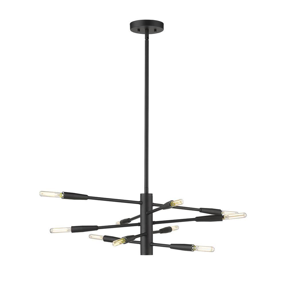 Matte Black 10-Light Steel Abstract Chandelier
