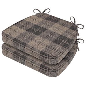 16 in. x 17 in. Trapezoid Indoor Seat Cushion Dining Chair Cushion in Brown Plaid (2-Pack)