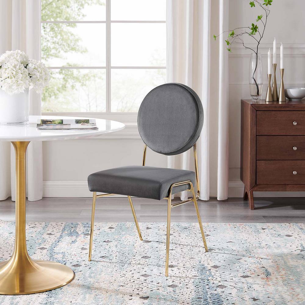 MODWAY Craft Performance Velvet Dining Side Chair in Gold Gray EEI6252