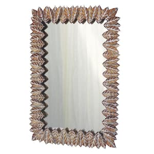 18.5 in. W x 26.375 in. H Rectangle Metal Wall Mirror with Leaf Design