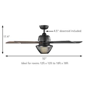 52 in. Braise Matte Black Indoor LED Ceiling Fan with Light Kit and Remote Control