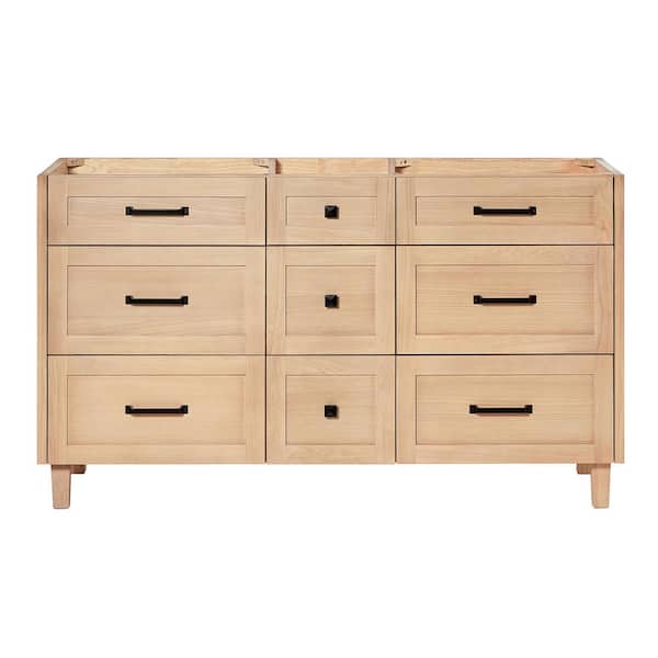 ARIEL Monroe 60 in. W x 21.5 in. D x 34.5 in. H Bath Vanity Cabinet without Top in Oak