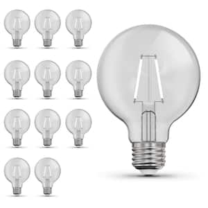 25-Watt Equivalent G25 Globe Dimmable White Filament CEC Clear Glass E26 LED Light Bulb, Soft White 2700K (12-Pack)