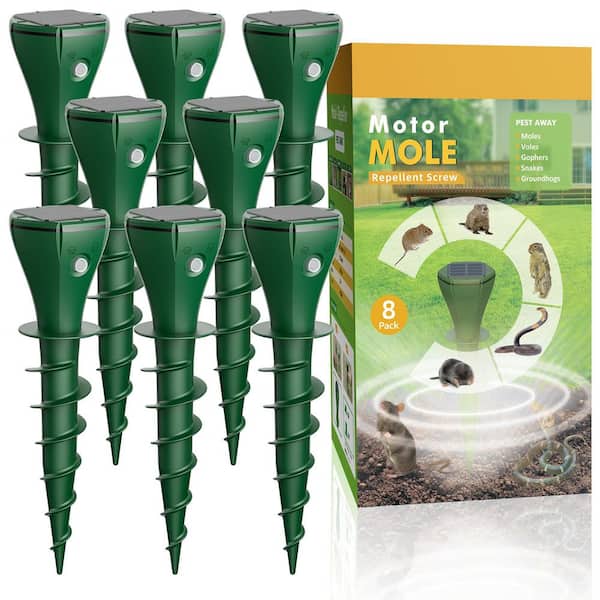 8-piece Solar-Powered Spiral Repellents, Ultrasonic Rodent Repellents, Solar-Charged, for Courtyard