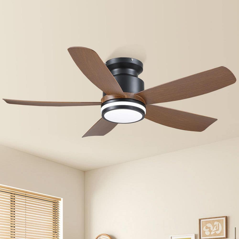 Kviflon 41 in. Indoor/Outdoor Flush Mount Black Ceiling Fan with