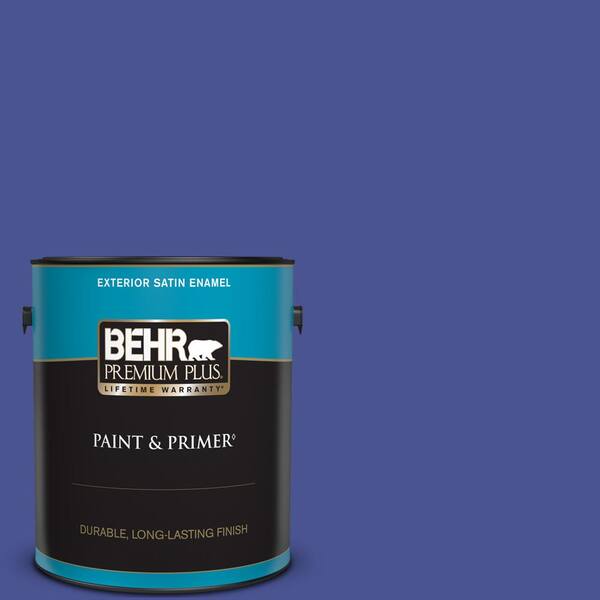 BEHR PREMIUM PLUS 1 gal. #P540-7 Canyon Iris Satin Enamel Exterior Paint & Primer