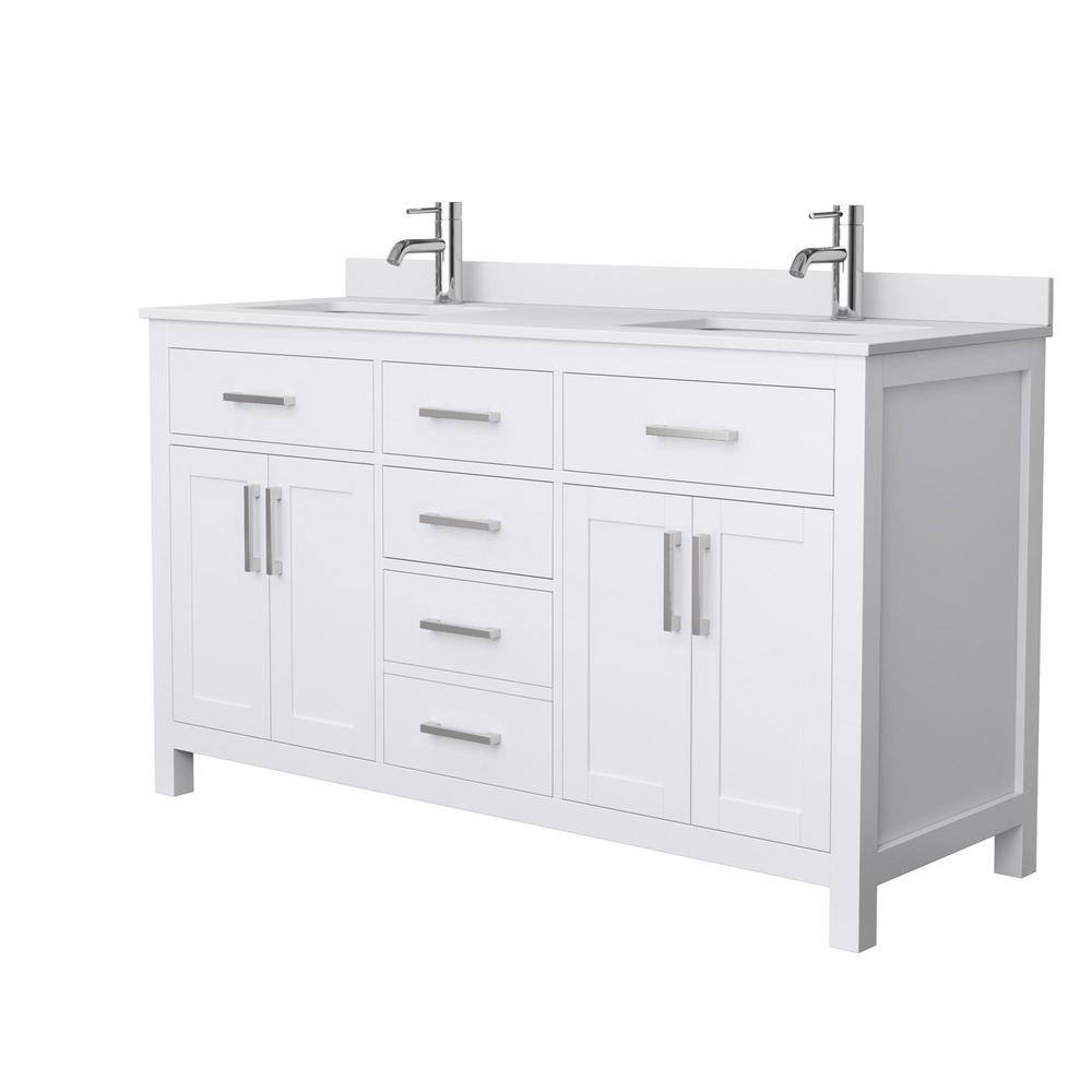 Beckett 60" White Freestanding Double Bathroom Vanity with Cultured Marble Top