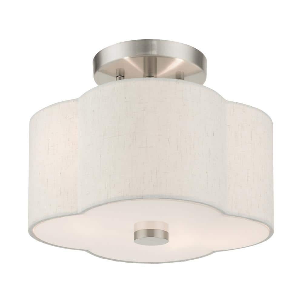 Solstice Brushed Nickel 2-Light LED Semi-Flush Drum Light