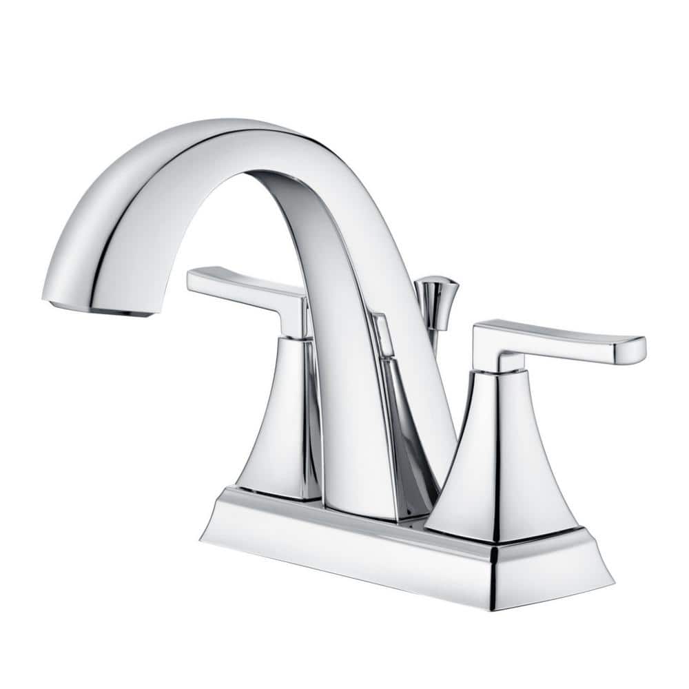 Chrome Polished 2-Handle Centerset Bathroom Faucet with Drain Assembly