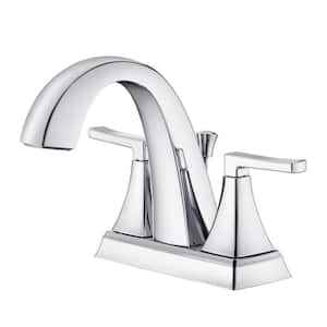 Lotto 4 in. Centerset 2-Handle Bathroom Faucet with Drain Assembly, Rust Resist in Polished Chrome
