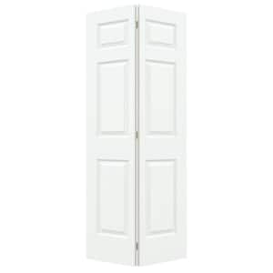 30 in. x 80 in. 6 Panel Colonist White Painted Textured Molded Composite Hollow Core Closet Bi-fold Door