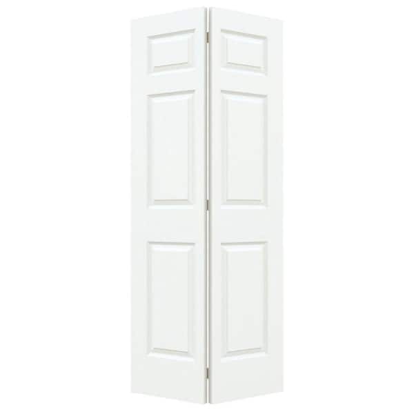 JELD-WEN 30 in. x 80 in. 6 Panel Colonist White Painted Textured Molded Composite Hollow Core Closet Bi-fold Door