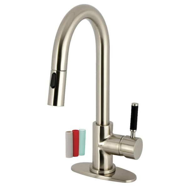 Kaiser 1-Handle Deck Mount Bar Prep Faucet in Brushed Nickel
