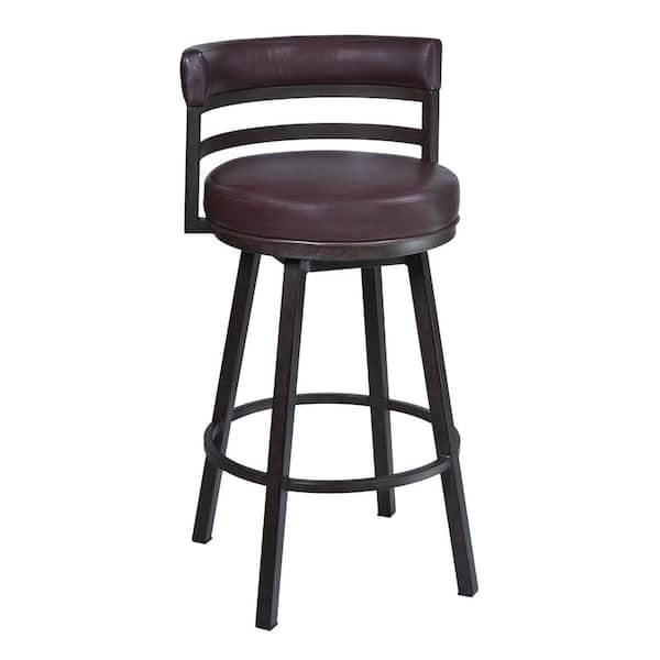 Armen Living Titana 26 in. Bar Stool in Auburn Bay finish with Brown Pu