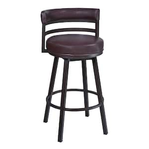 Armen Living Titana 30 in. Bar Stool in Auburn Bay finish with Brown Pu upholstery