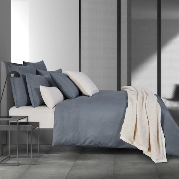 Unbranded Valletta 3Pc. Steel Blue Solid Polyester Full/Queen Duvet Cover Set