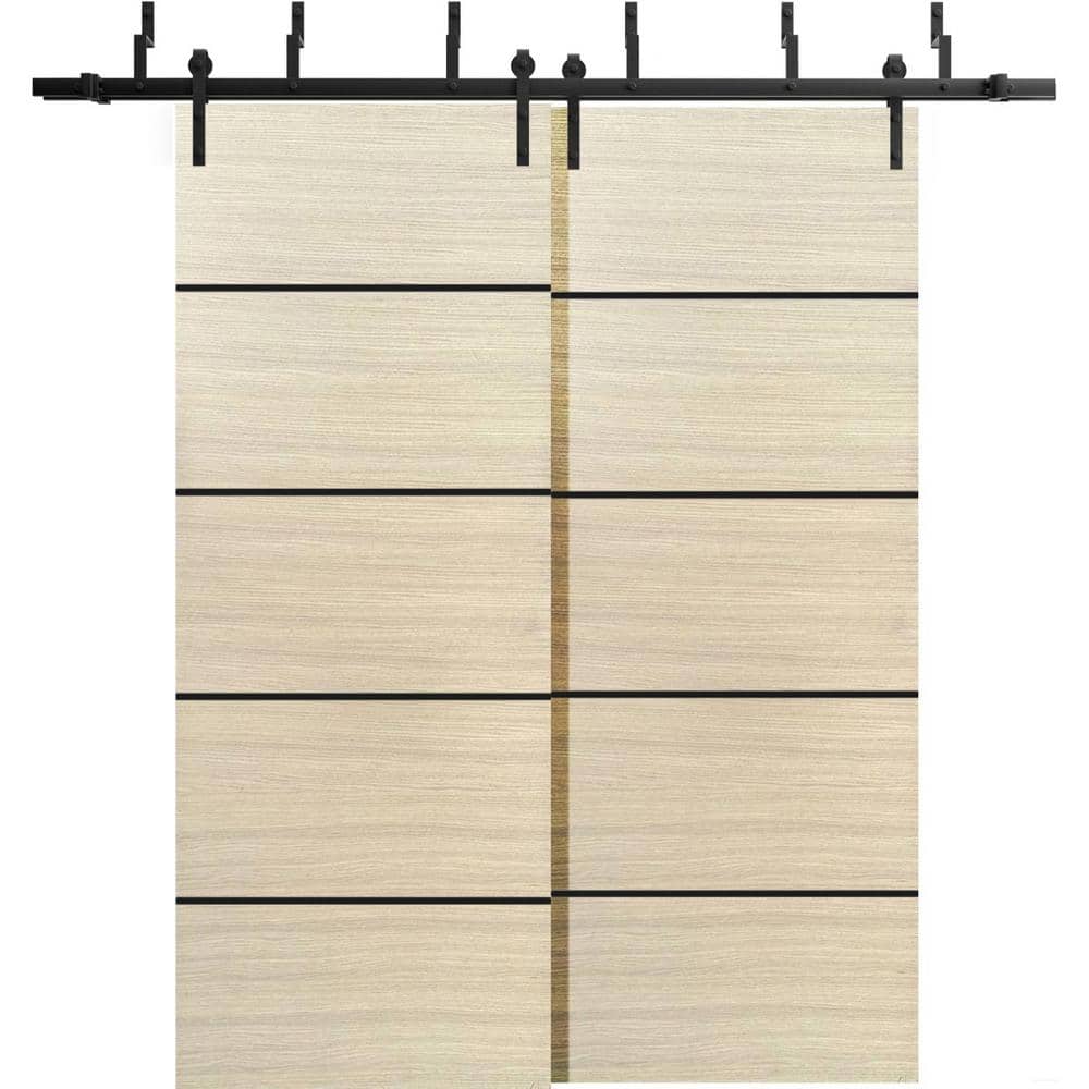 72 in. x 80 in. 2 Panel Natural Veneer Solid Wood with Honeycomb Sliding Barn Door with Hardware Kit price history on PriceWatchPro
