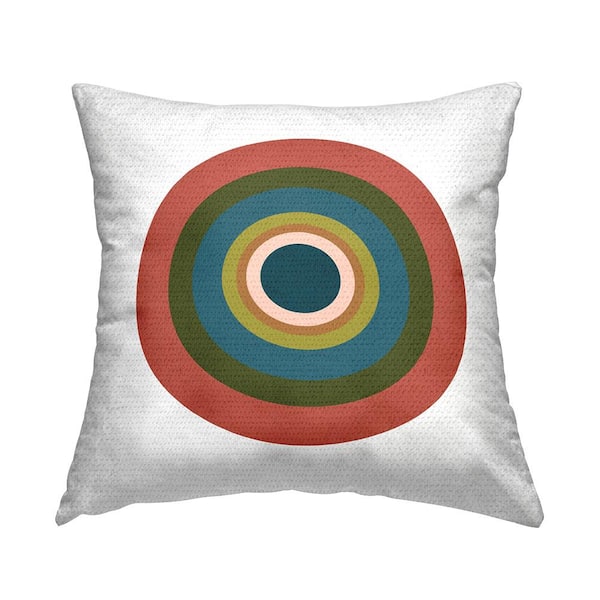 Stupell Industries Red Geometric Circle Multi-Color Square Outdoor Throw Pillow