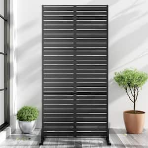 72 in. H x 35 in. W Wall Sculptures Outdoor Privacy Screens Garden Fence Louvered in Black