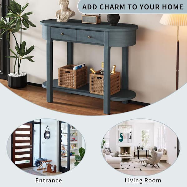 CSC DECOR INC 40 in. Grey Rectangle Solid Wood Narrow Console