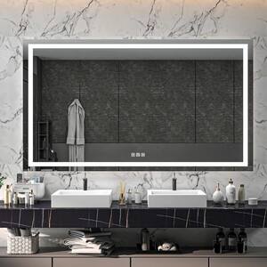 84 in. W x 48 in. H Rectangular Frameless LED Light Anti-Fog Wall Bathroom Vanity Mirror with Front Light