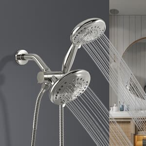 2 IN 1 Single-Handle 1.8 GPM Shower Faucet with 5 in. Wall Mount 5-Spray Shower Head in Brushed Nickel (Valve Included)