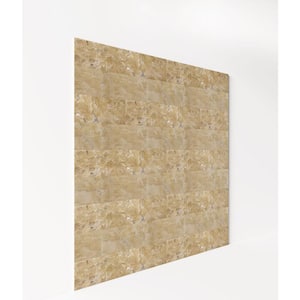 Yellow and Beige 24 in. x 12 in. Polished Marble Look Tile (8 sq. ft./Box)