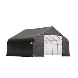 28 ft. W x 20 ft. D x 16 ft. H Steel and Polyethylene Garage Without Floor in Grey with Corrosion-Resistant Frame