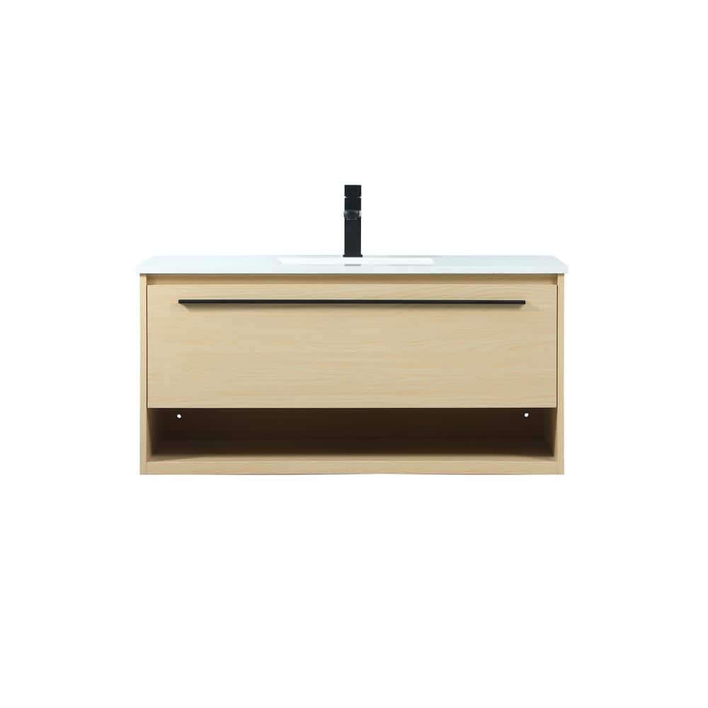 Timeless Home 40 in. W Single Bath Vanity in Maple with Engineered Stone Va