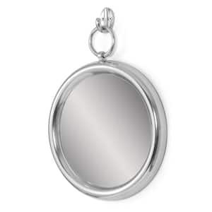 Kacha 15 in. x 12 in. Modern Round Framed Silver Decorative Mirror