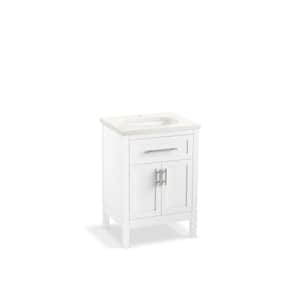 Hadron 25 in. W. x 20 in. D x 36 in. H Single Sink Freestanding Bath Vanity in White with Qt. Top