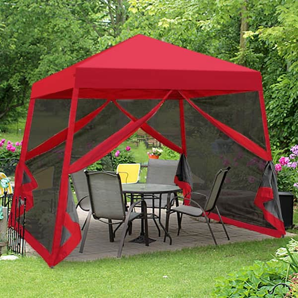 EAGLE PEAK 10 ft. x 10 ft. Slant Leg Pop Up Gazebo Tent with Mosquito ...