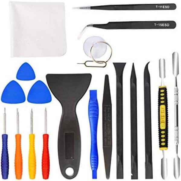 Professional Electronics Opening Pry Tool Repair Kit with Metal Spudger Nylon Spudgers and Tweezers 20 Piece