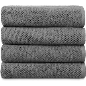 100% Cotton GRAY POPCORN BATH TOWELS - (4 Pack)