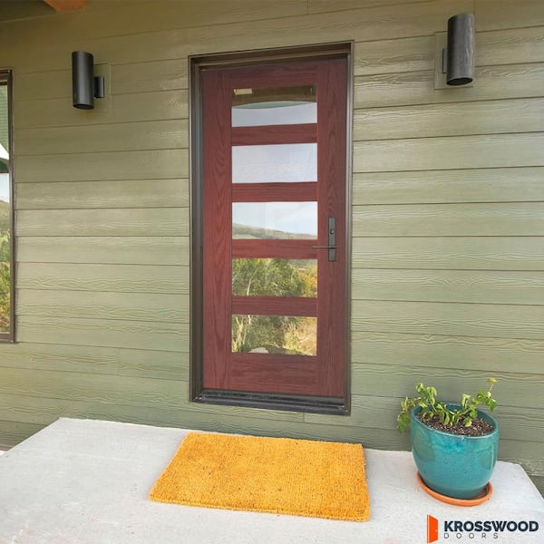 ASCEND Modern 36 in. x 80 in. 5 Lite Universal/Reversible Clear Glass Unfinished Fiberglass Front Door Slab